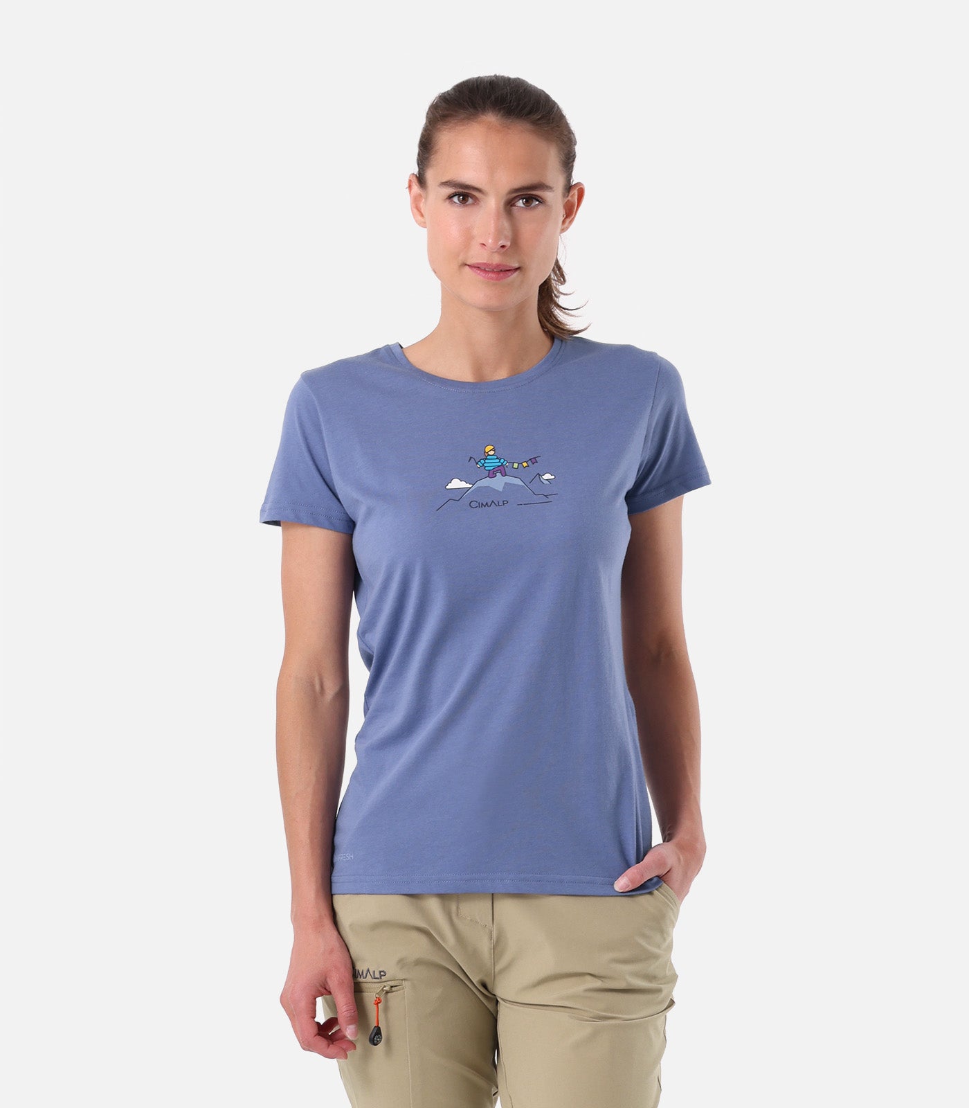 cimalp-alpinist-2-f-t-shirt-randonnee-femme-bleu-coton image 1
