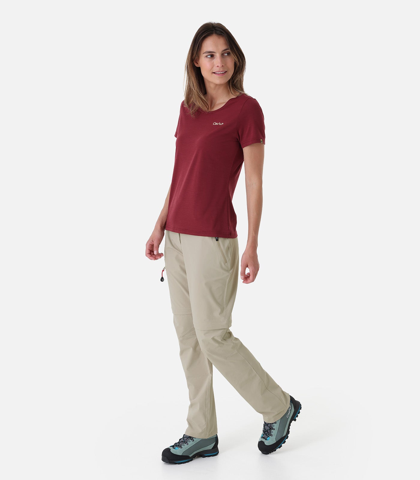 cimalp-aigliere-4-f-t-shirt-randonn-e-femme-bordeaux-respirant image 4