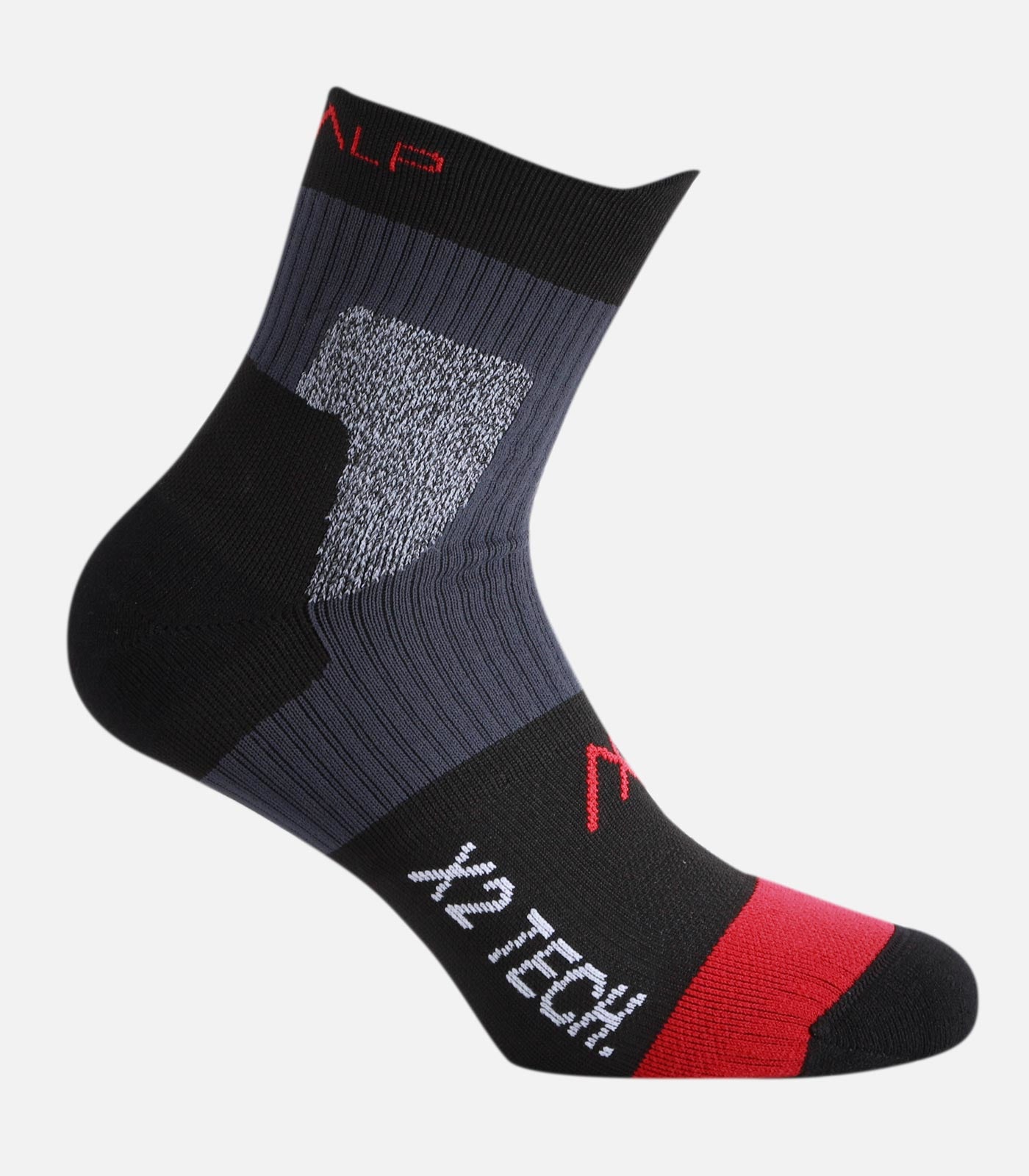 cimalp-x2-mid-chaussettes-randonn-e-double-peau-noir-rouge image 2