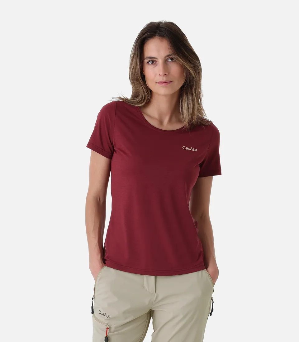 cimalp-aigliere-4-f-t-shirt-randonn-e-femme-bordeaux-respirant image 1