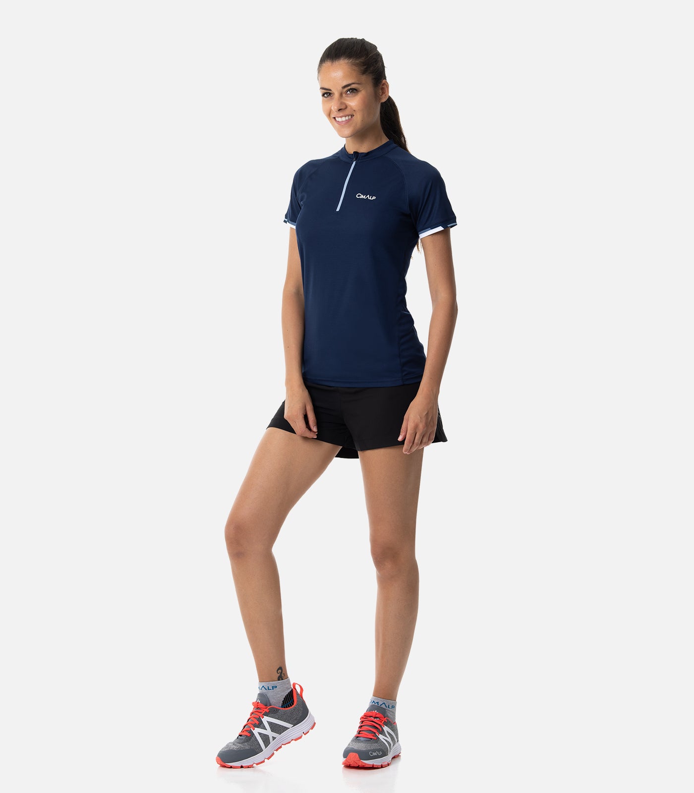 cimalp-autane-f-t-shirt-trail-femme-marine-demi-zip image 3