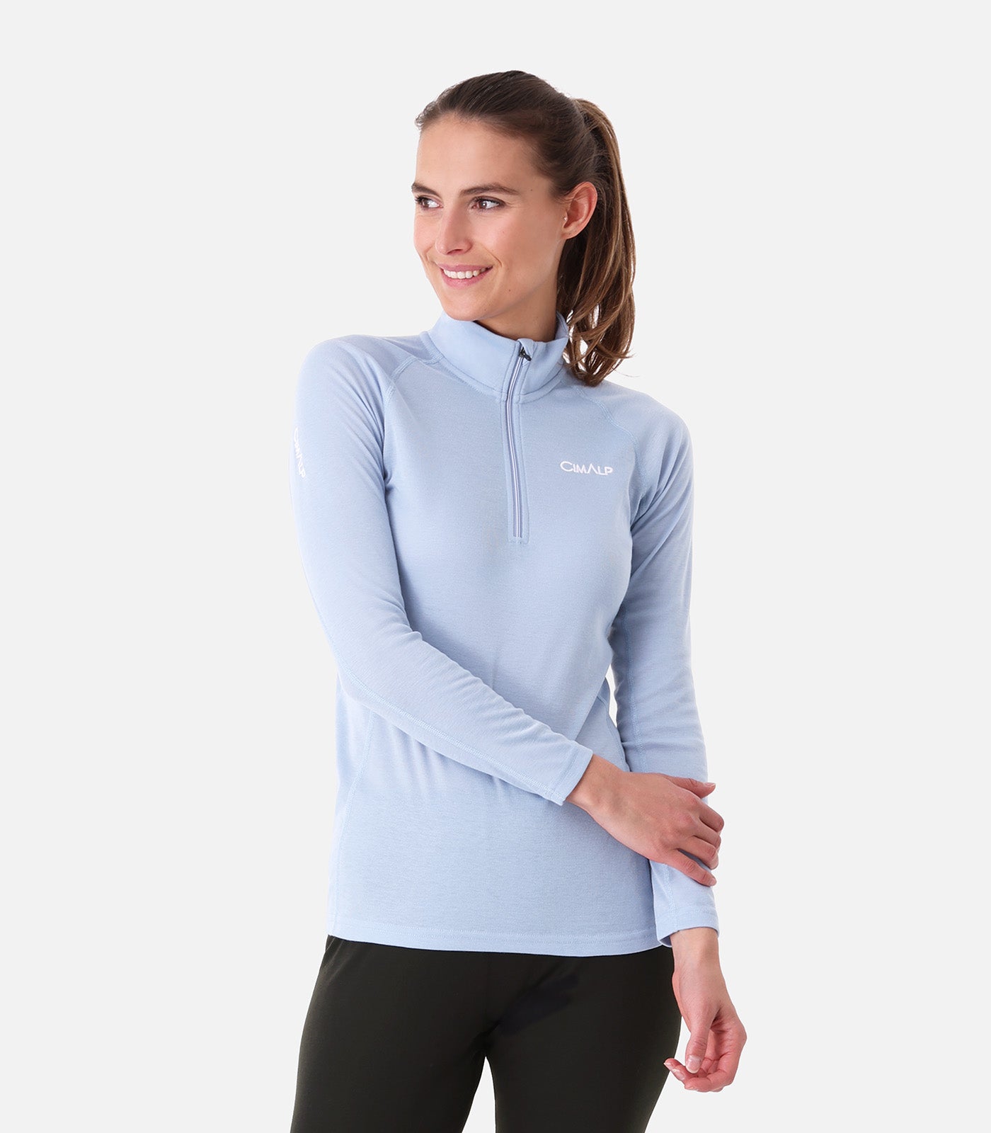 cimalp-warm-zip-5-f-sous-v-tement-thermique-femme-noir-col-zip image 1