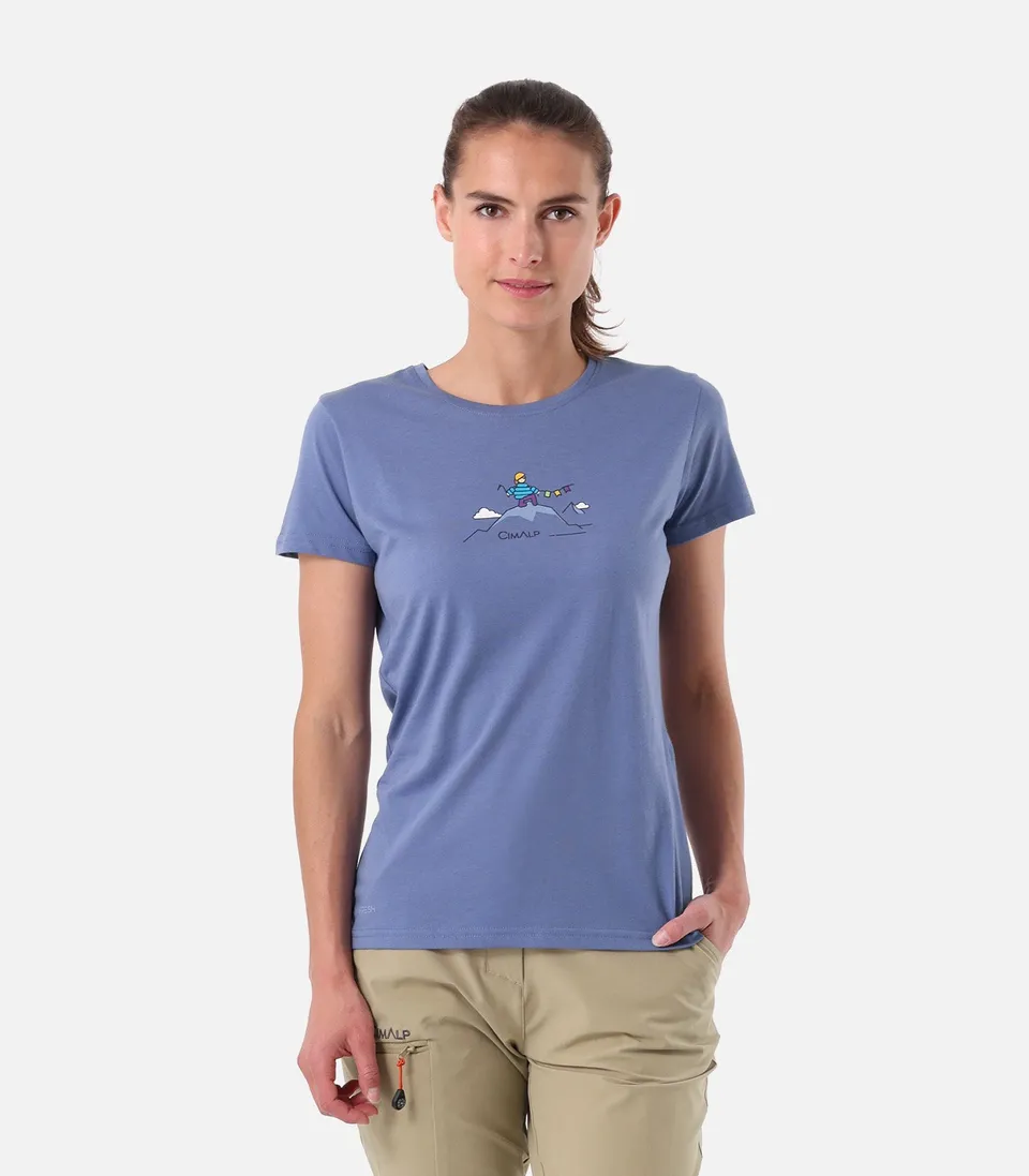cimalp-alpinist-2-f-t-shirt-randonnee-femme-bleu-coton image 1