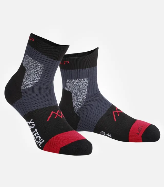 cimalp-x2-mid-chaussettes-randonn-e-double-peau-noir-rouge image 1