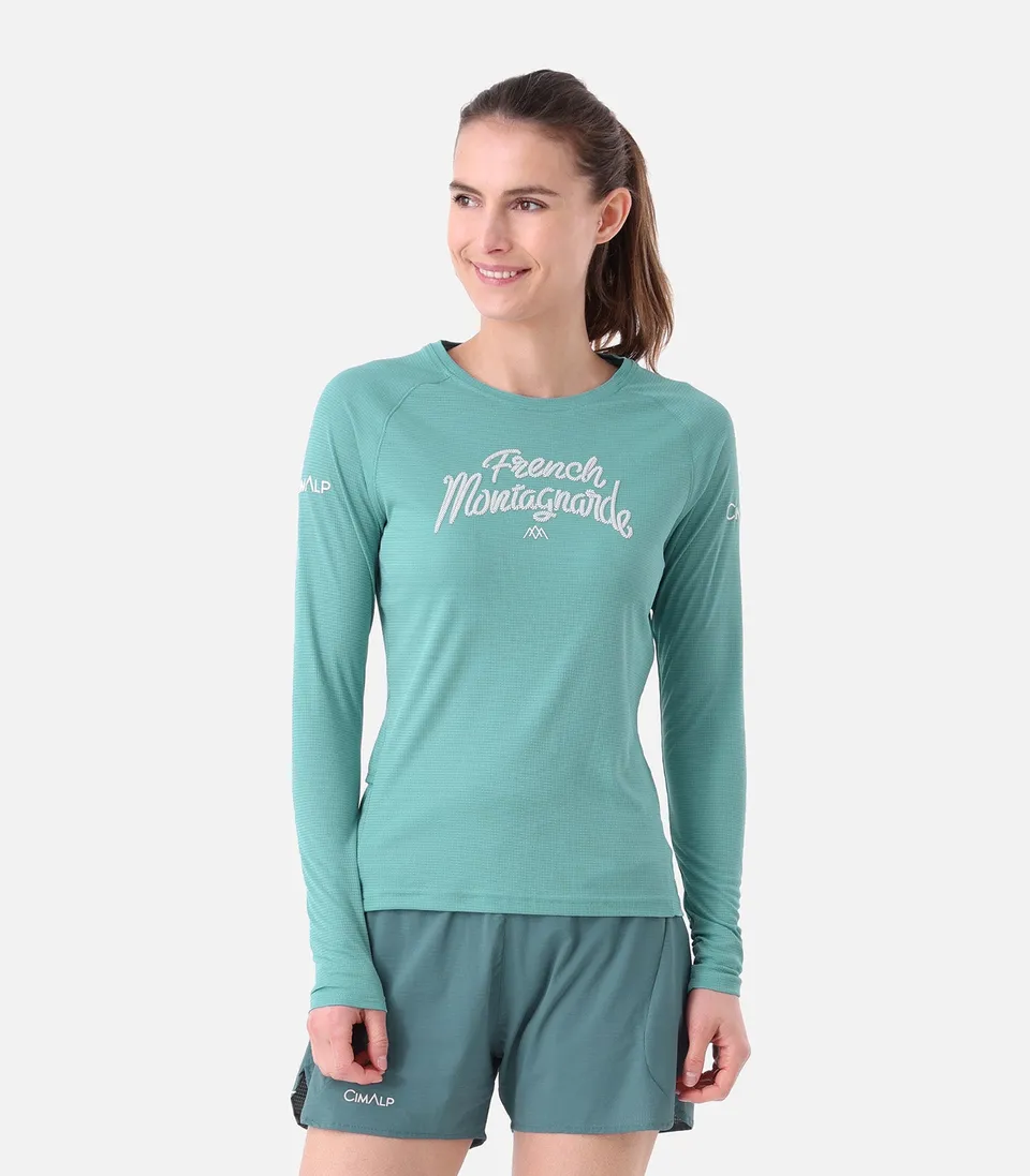 cimalp-la-fran-aise-ls-2-f-t-shirt-trail-femme-vert-canard-l-ger image 1