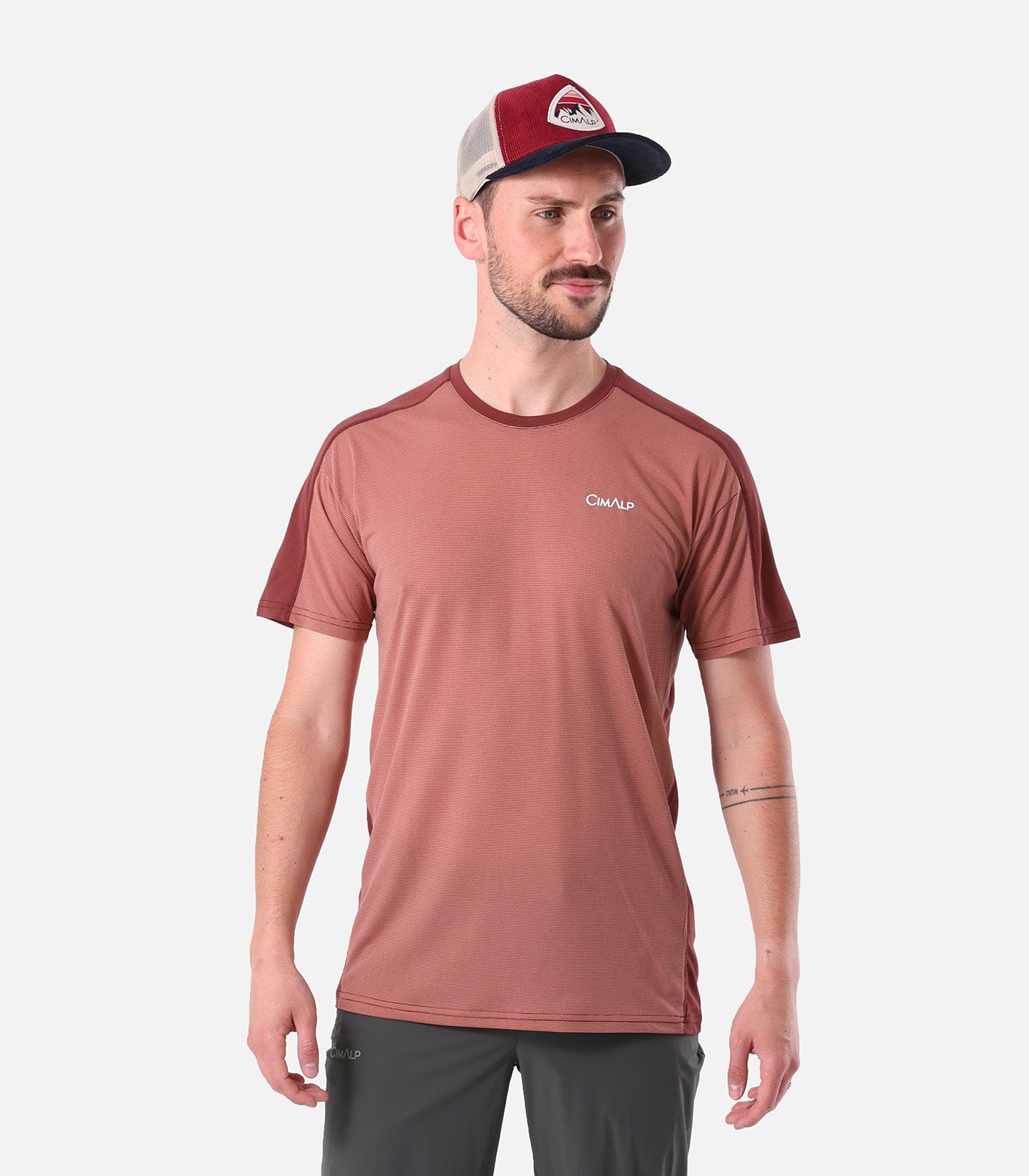 cimalp-eiger-2-h-bicolore-t-shirt-randonn-e-homme-grenat-respirant image 4
