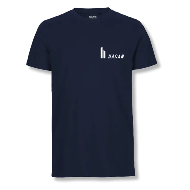 hagan-t-shirt-bio-bleu-coton-t-shirt-cintr-logo-poitrine image 1
