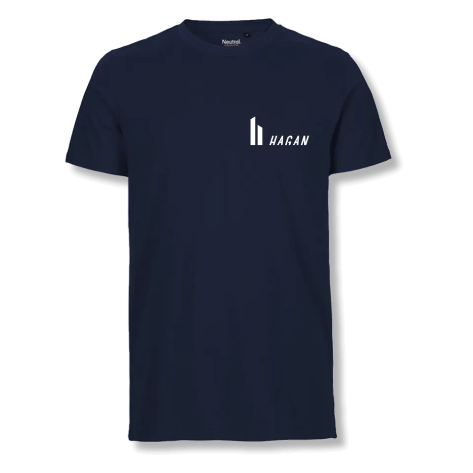hagan-t-shirt-bio-bleu-coton-t-shirt-cintr-logo-poitrine image 1
