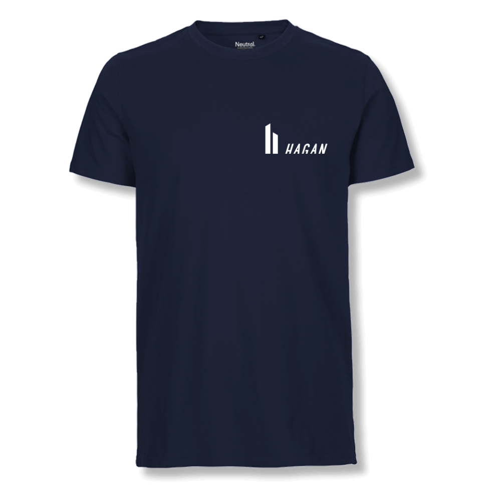 hagan-t-shirt-bio-bleu-coton-t-shirt-cintr-logo-poitrine image 1