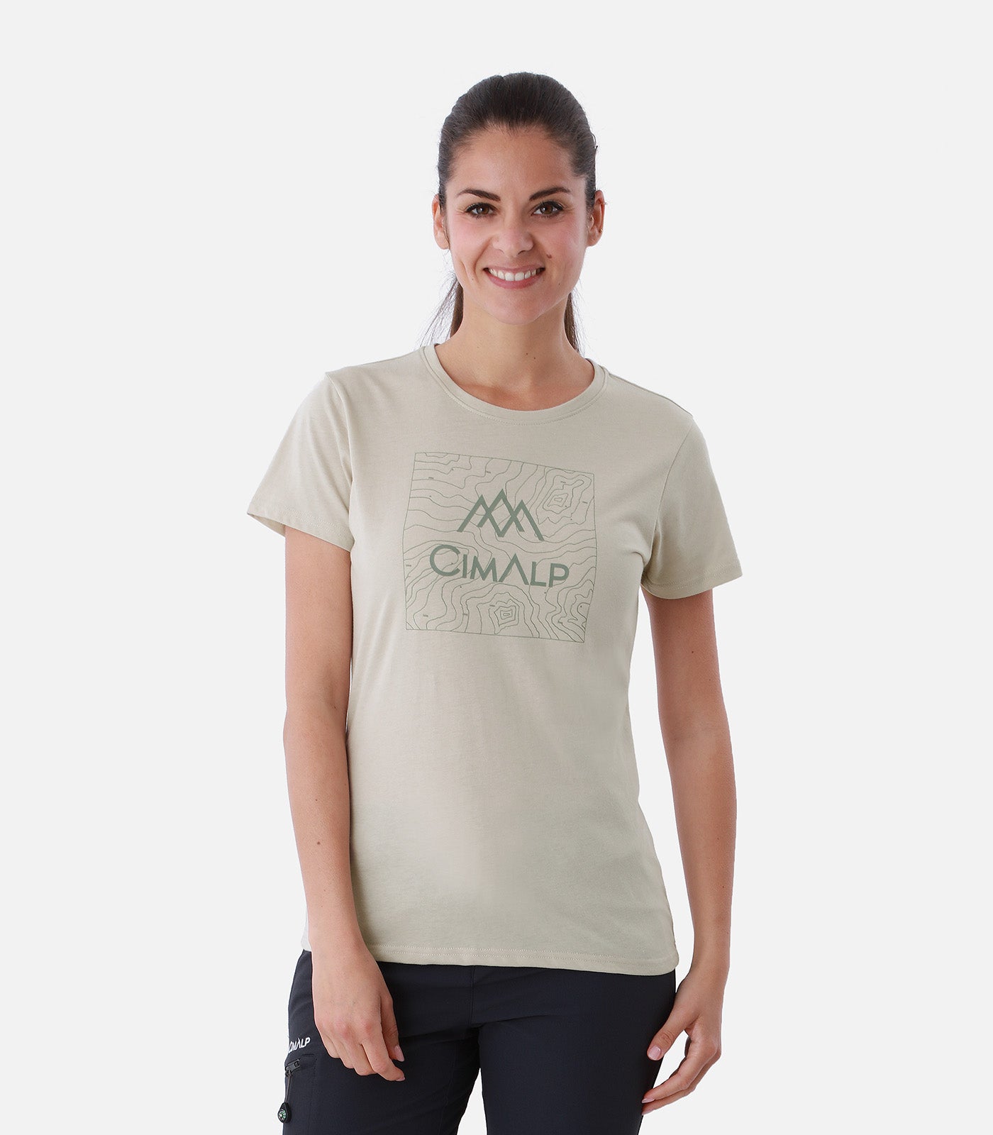 cimalp-map-2-f-t-shirt-randonn-e-femme-beige-anti-uv image 1